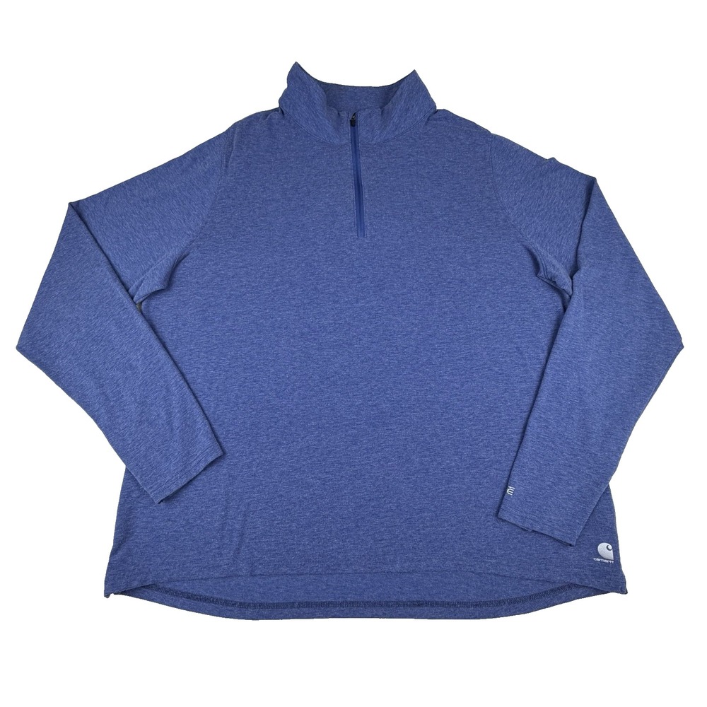 Carhartt Women's Force Delmont Quarter-Zip Long-Sleeve Shirt XXL Heather Blue